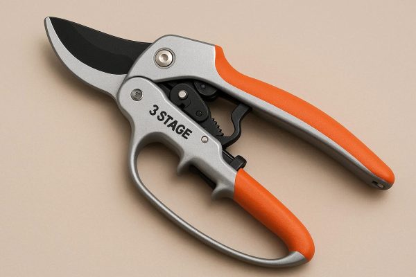 15 8 Inch Ratchet Pruning Shears with 3 Stage Cutting Action for Tough Branches